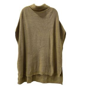 Grecerelle Knit Beige Poncho Pullover Turtle Neck Sweater Womens 2XL
